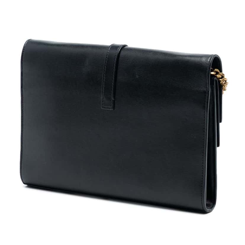 Saint Laurent Leather Monogram Sulpice Wallet on Chain Black Leather Very good condition - Back View