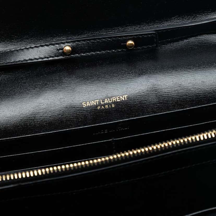 Saint Laurent Leather Monogram Sulpice Wallet on Chain Black Leather Very good condition - Box View