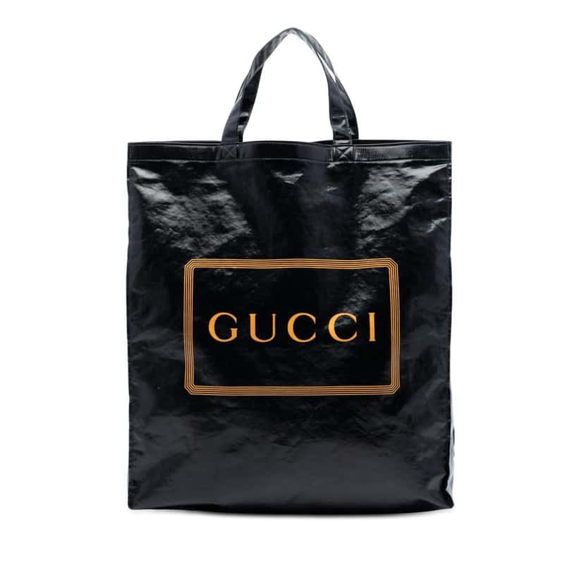 Gucci PVC Coated Canvas Logo Montecarlo Tote Black Very good condition - Front View