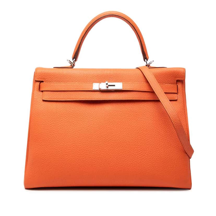 Hermès Togo Kelly II Retourne 35 Orange Leather Good condition - Front View