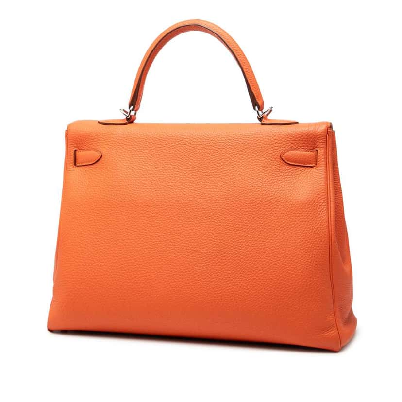 Hermès Togo Kelly II Retourne 35 Orange Leather Good condition - Back View