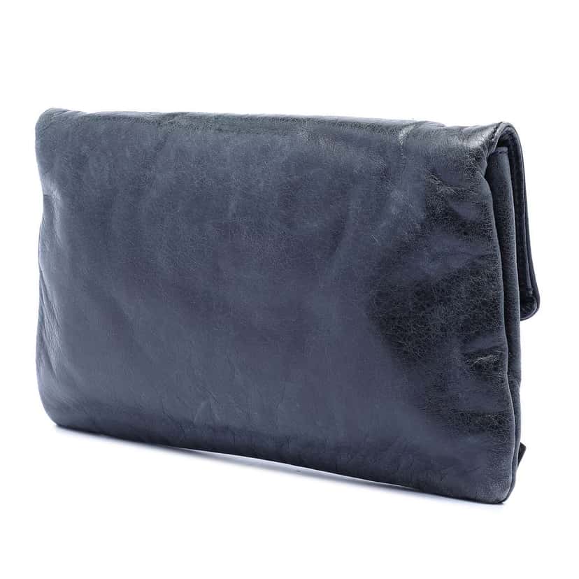 Balenciaga Lambskin Motocross Giant 21 Envelope Clutch Blue Leather Good condition - Back View