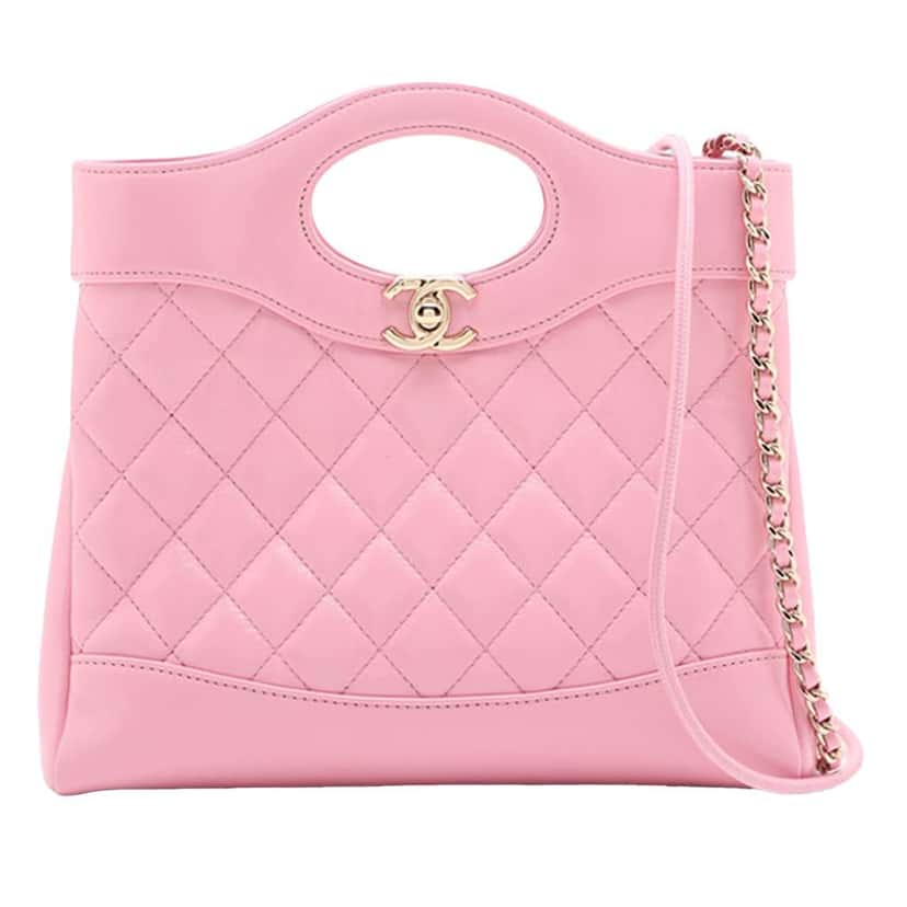 Chanel Mini Shiny Lambskin 31 Shopping Bag Pink Leather Good condition - Front View