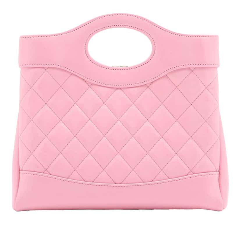 Chanel Mini Shiny Lambskin 31 Shopping Bag Pink Leather Good condition - Back View