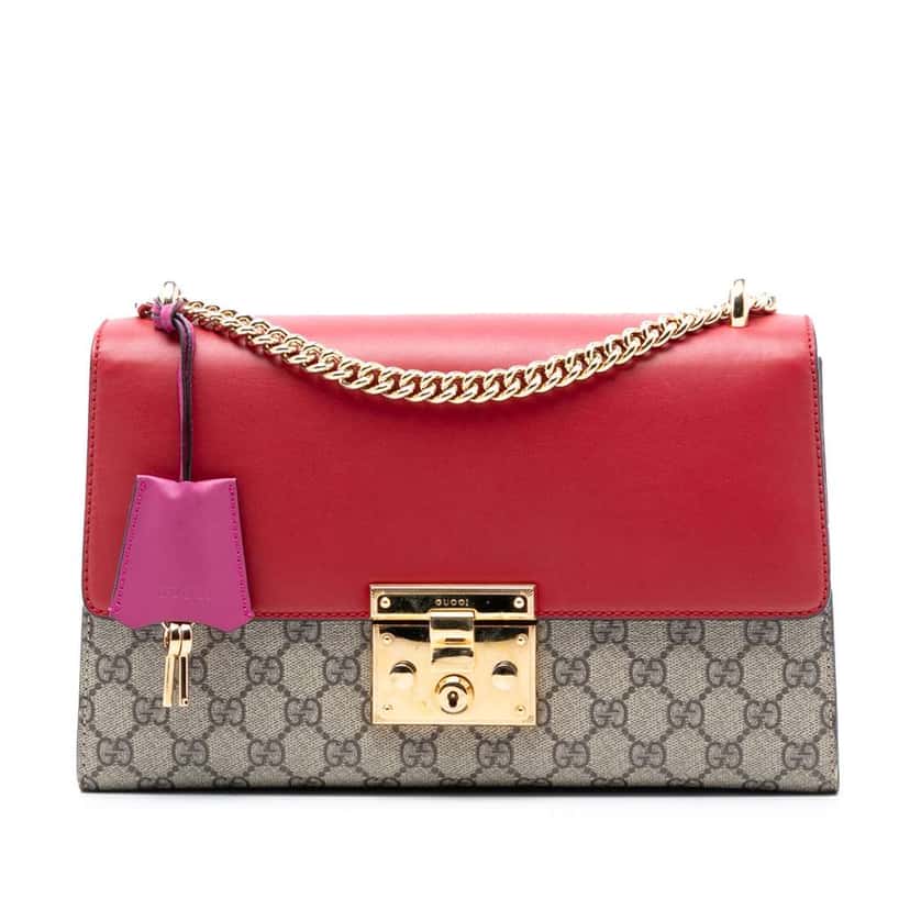 Gucci Medium GG Supreme Padlock Shoulder Bag Brown Canvas Very good condition - Front View