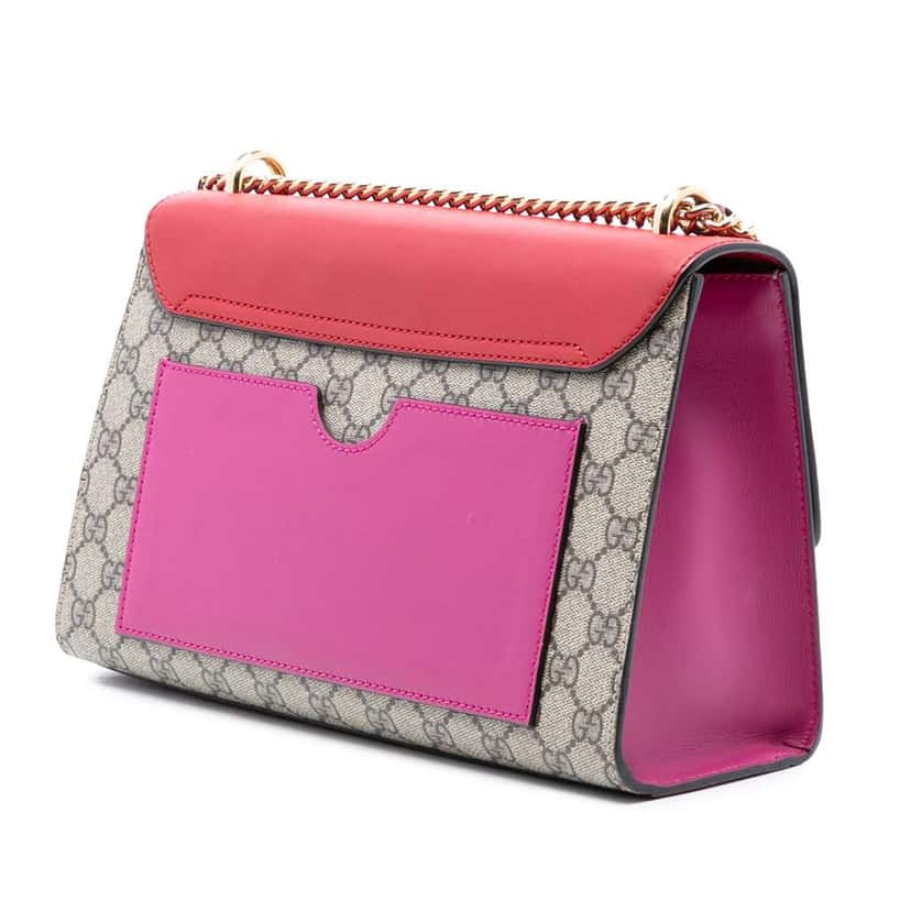 Gucci Medium GG Supreme Padlock Shoulder Bag Brown Canvas Very good condition - Back View