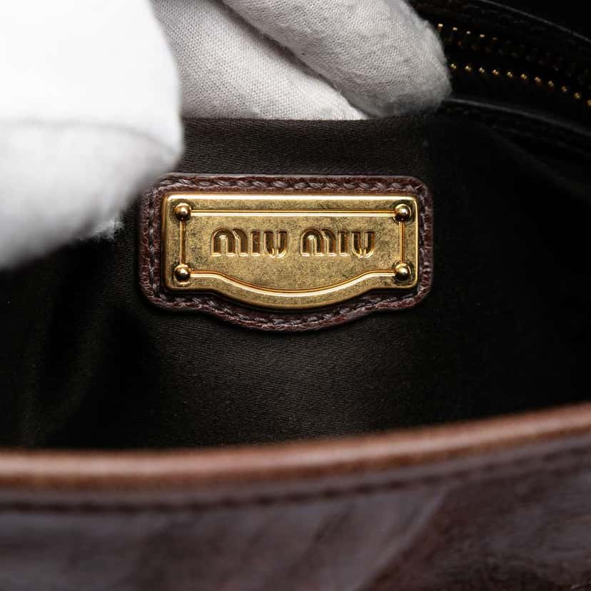 Miu Miu Matelasse Nappa Coffer Hobo Brown Leather Good condition - Box View