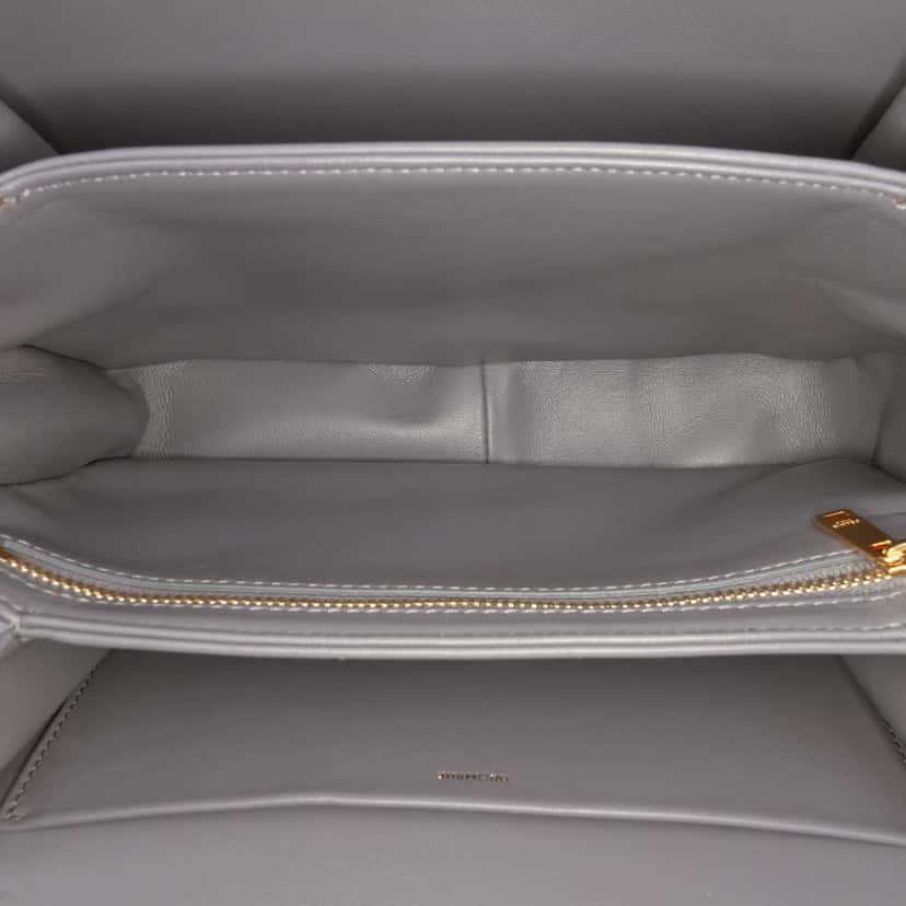 Celine Classique Shiny Calfskin Triomphe Crossbody Grey Leather Good condition - Model View