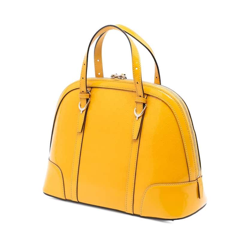 Gucci Medium Microguccissima Patent Nice Dome Satchel Yellow Leather Very good condition - Back View