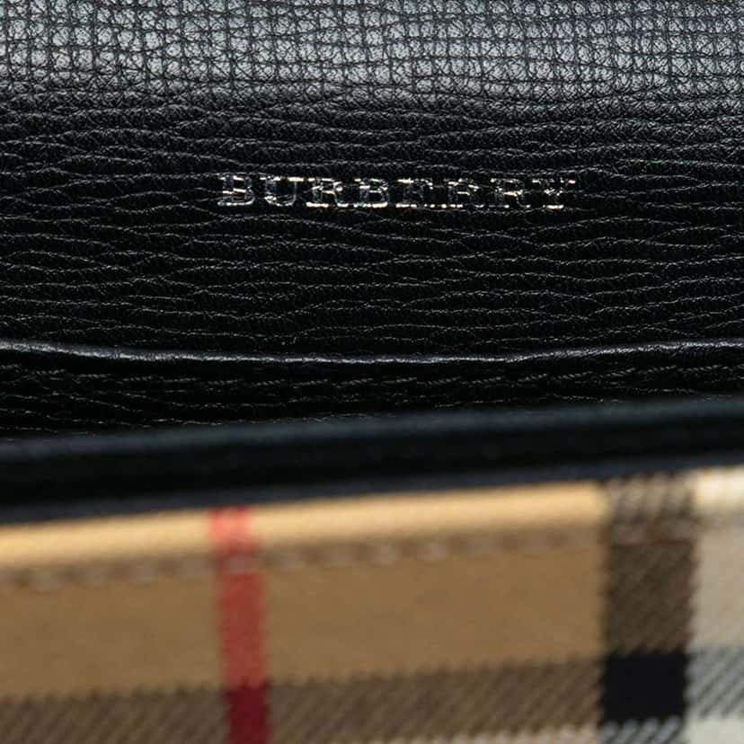 Burberry Small Leather and House Check Canvas Derby Macken Crossbody Brown Canvas Good condition - Box View