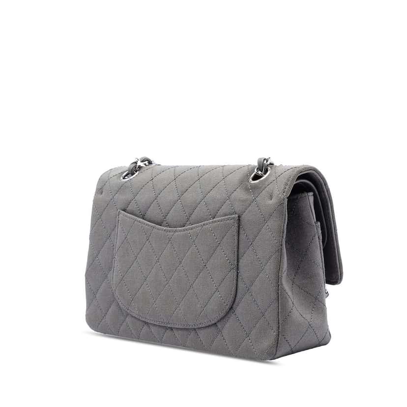 Chanel Medium Classic Suede Double Flap Grey Leather Very good condition - Back View