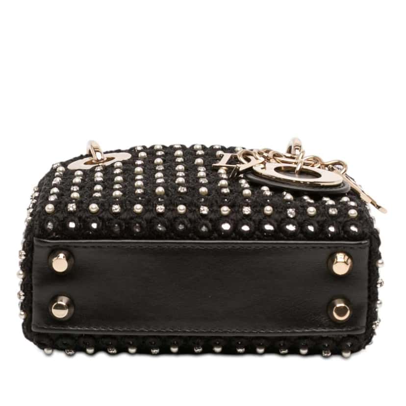 Dior Micro Satin Crystal Embellished Lady Dior Black Satin Very good condition - Inside View