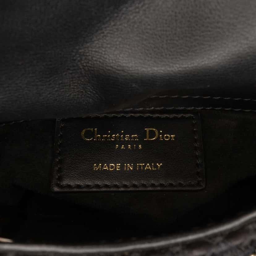 Dior Micro Satin Crystal Embellished Lady Dior Black Satin Very good condition - Box View