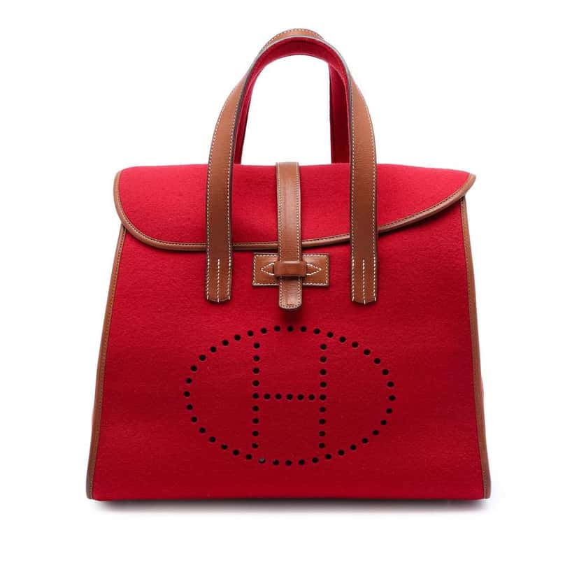 Hermès Felt and Barenia Feu2Dou Red Wool Good condition - Front View