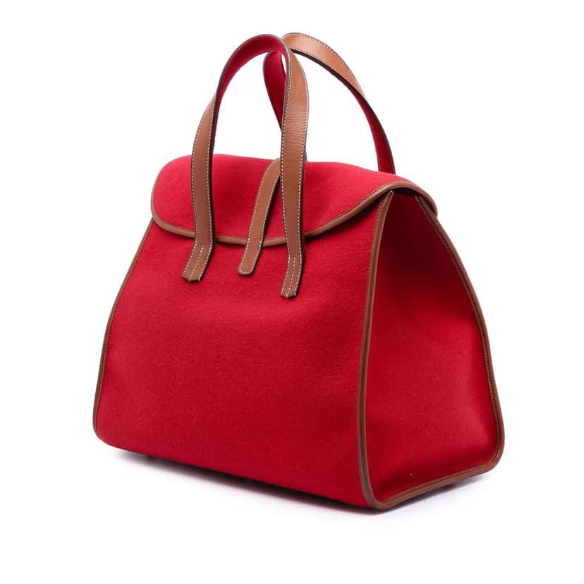 Hermès Felt and Barenia Feu2Dou Red Wool Good condition - Back View