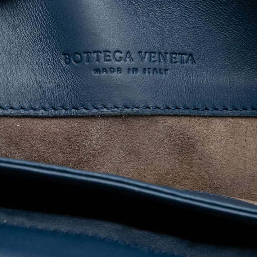 Bottega Veneta Small Nappa Intrecciato Olimpia Crossbody Blue Leather Good condition - Box View