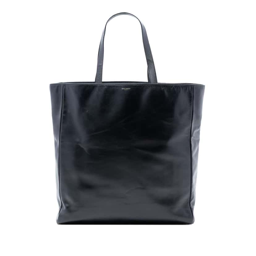 Saint Laurent Leather Reversible North South Shopper Tote Black Leather Very good condition - Front View