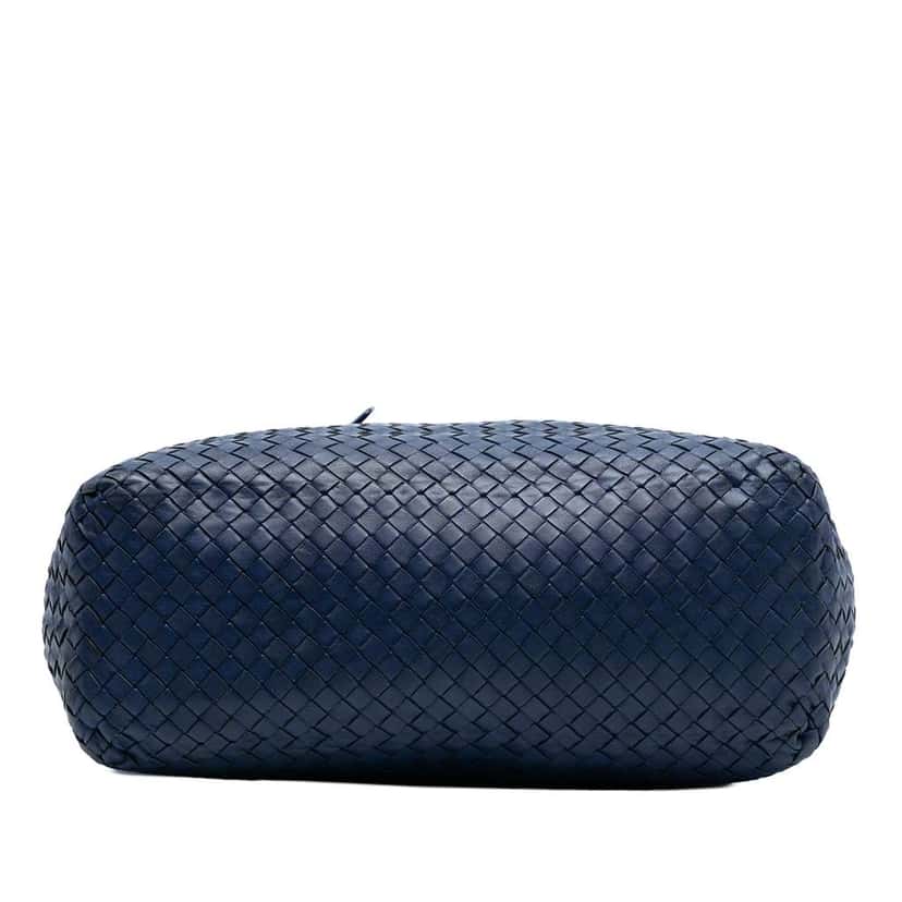 Bottega Veneta Nappa Intrecciato Belt Strap Tote Blue Leather Good condition - Inside View