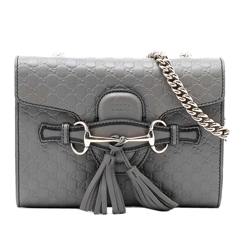 Gucci Mini Microguccissima Emily Crossbody Grey Leather Very good condition - Front View