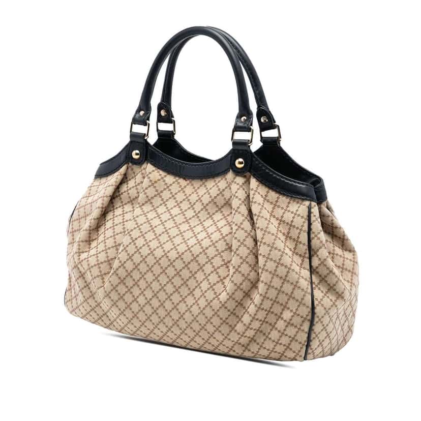 Gucci Medium Diamante Canvas Sukey Tote Brown Canvas Very good condition - Back View