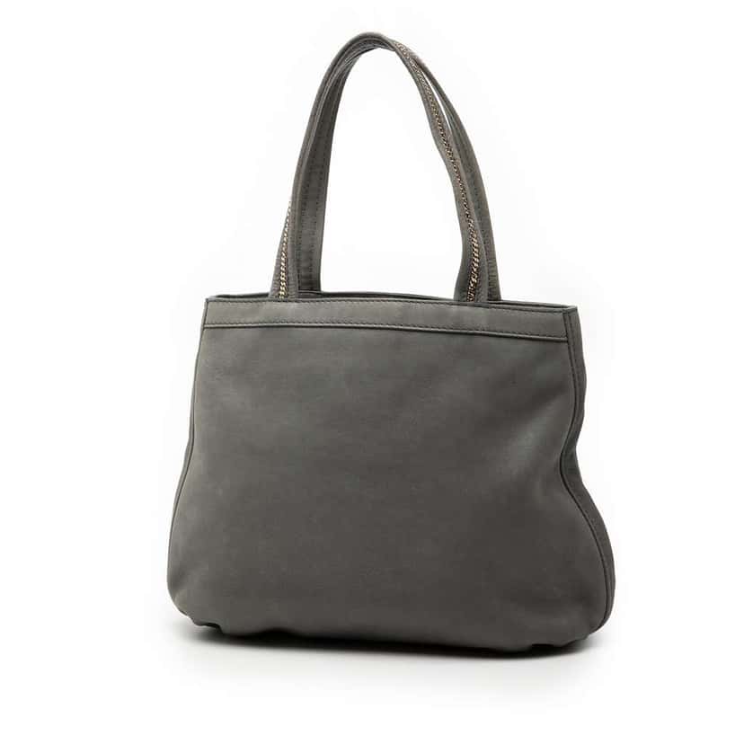 Fendi Nubuck FF Chains Tote Grey Leather Very good condition - Back View