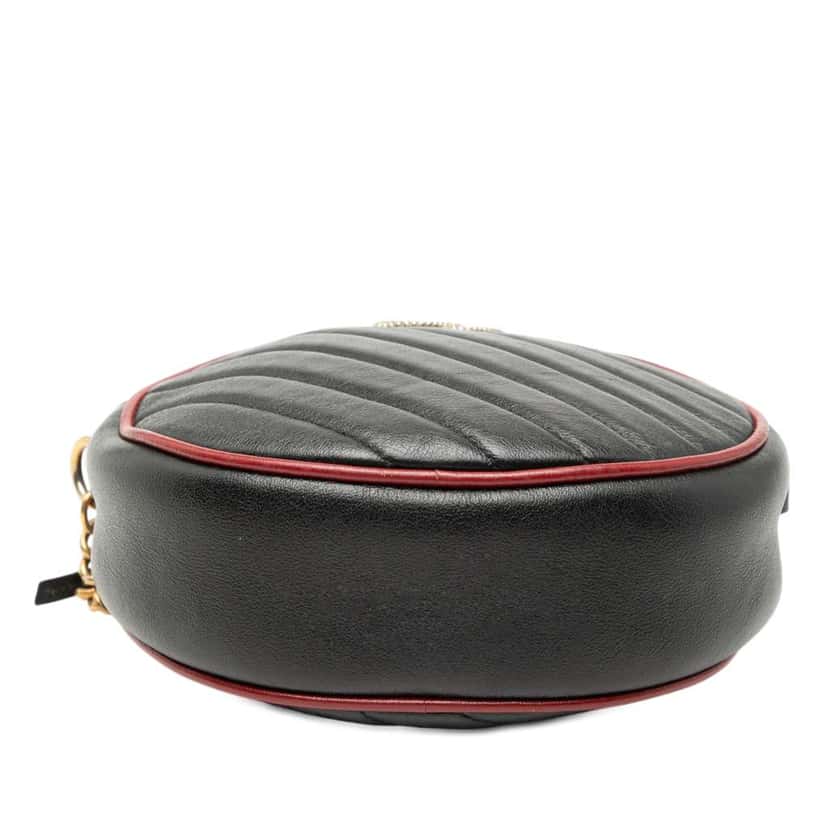 Gucci Mini GG Marmont Matelasse Leather Torchon Round Crossbody Black Leather Very good condition - Inside View