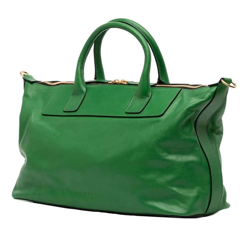 Marni Leather Top Handle Zip Satchel Green Leather Very good condition - Back View