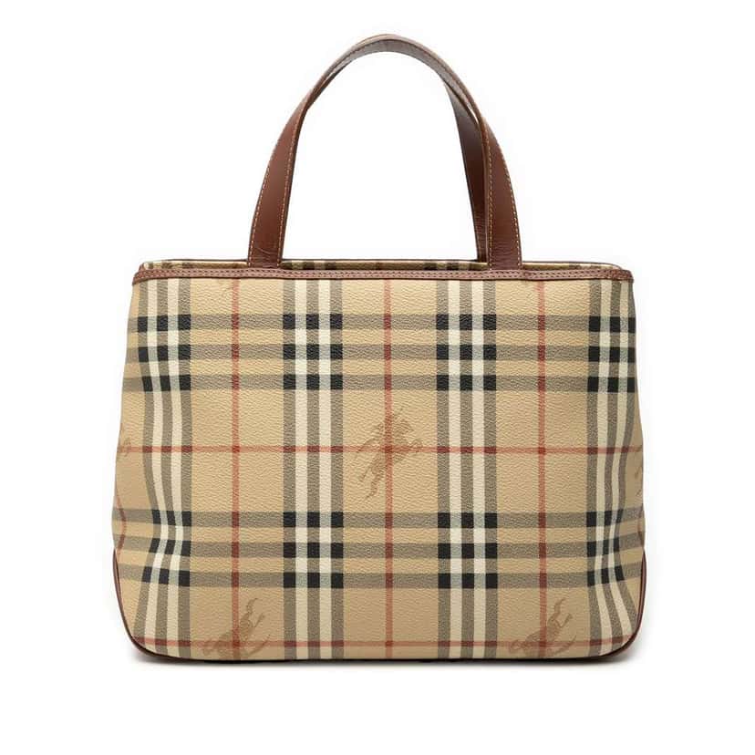 Burberry Haymarket Check Coated Canvas Tote Brown Canvas Very good condition - Front View