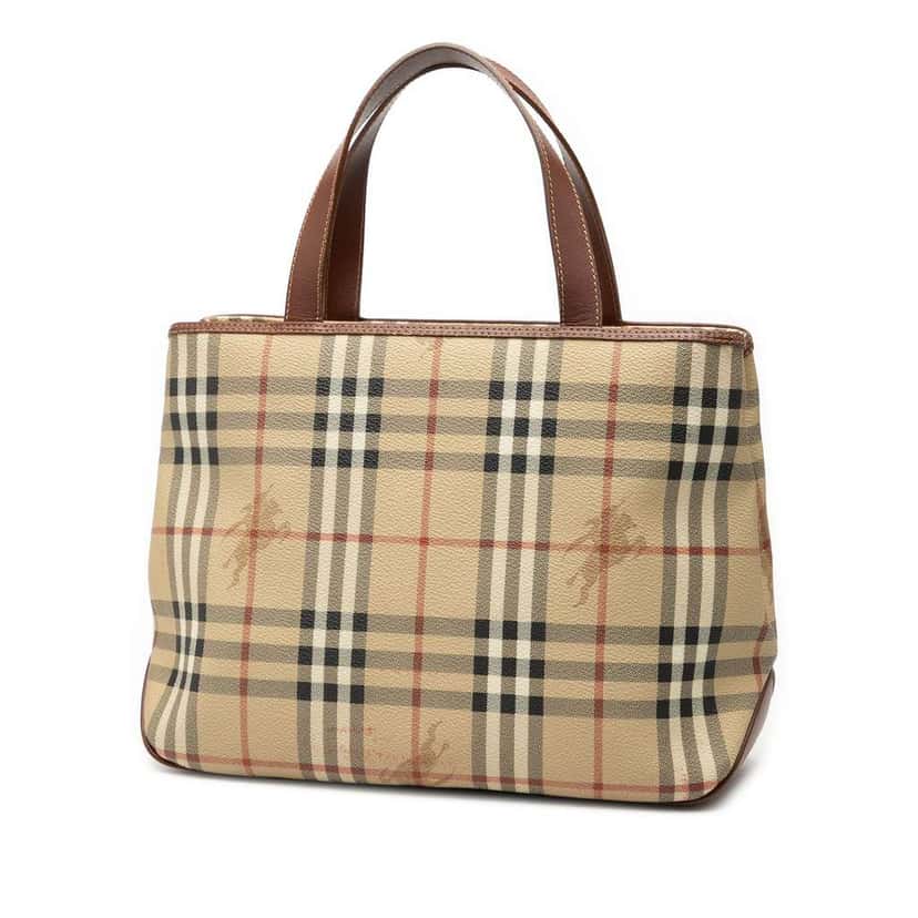 Burberry Haymarket Check Coated Canvas Tote Brown Canvas Very good condition - Back View