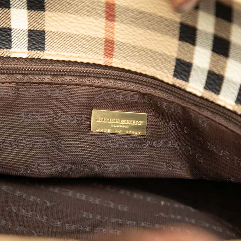 Burberry Haymarket Check Coated Canvas Tote Brown Canvas Very good condition - Box View