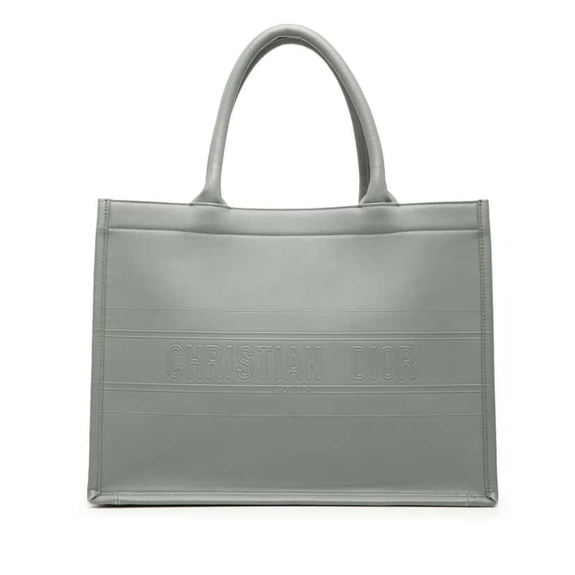 Dior Medium Embossed Leather Book Tote Grey Leather Very good condition - Front View