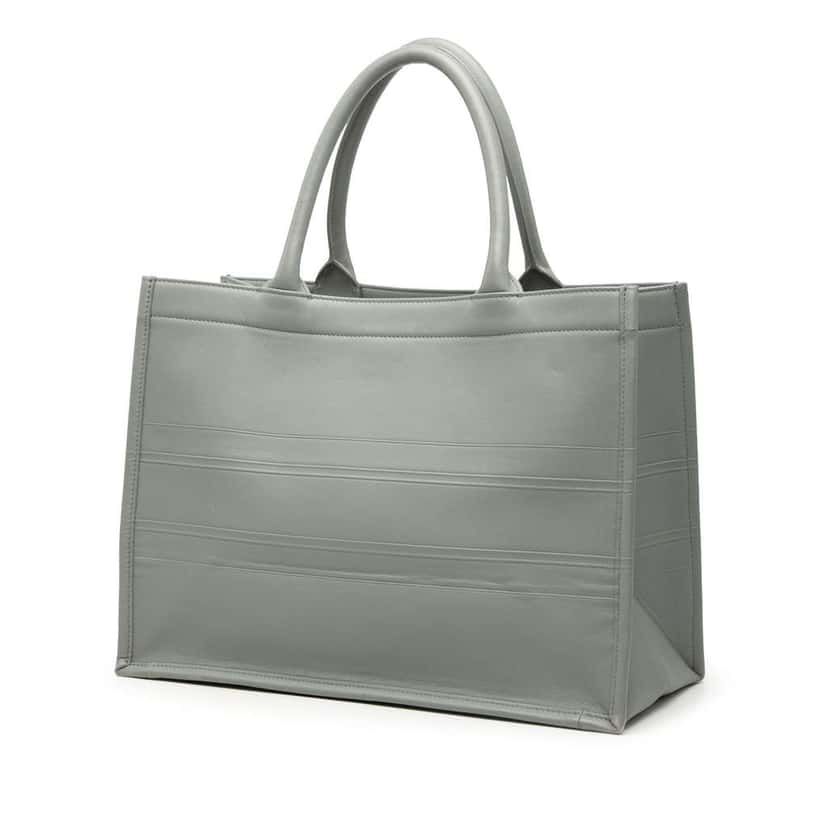 Dior Medium Embossed Leather Book Tote Grey Leather Very good condition - Back View