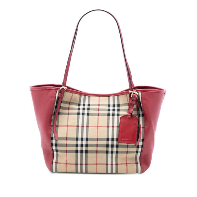 Burberry Small Haymarket Check Canvas and Leather Canterbury Tote Brown Canvas Very good condition - Front View
