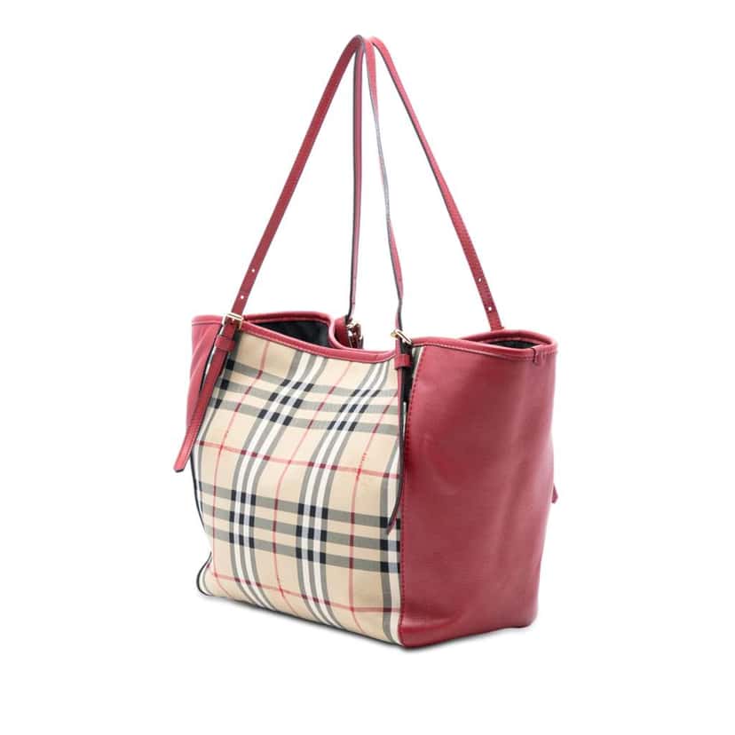 Burberry Small Haymarket Check Canvas and Leather Canterbury Tote Brown Canvas Very good condition - Back View