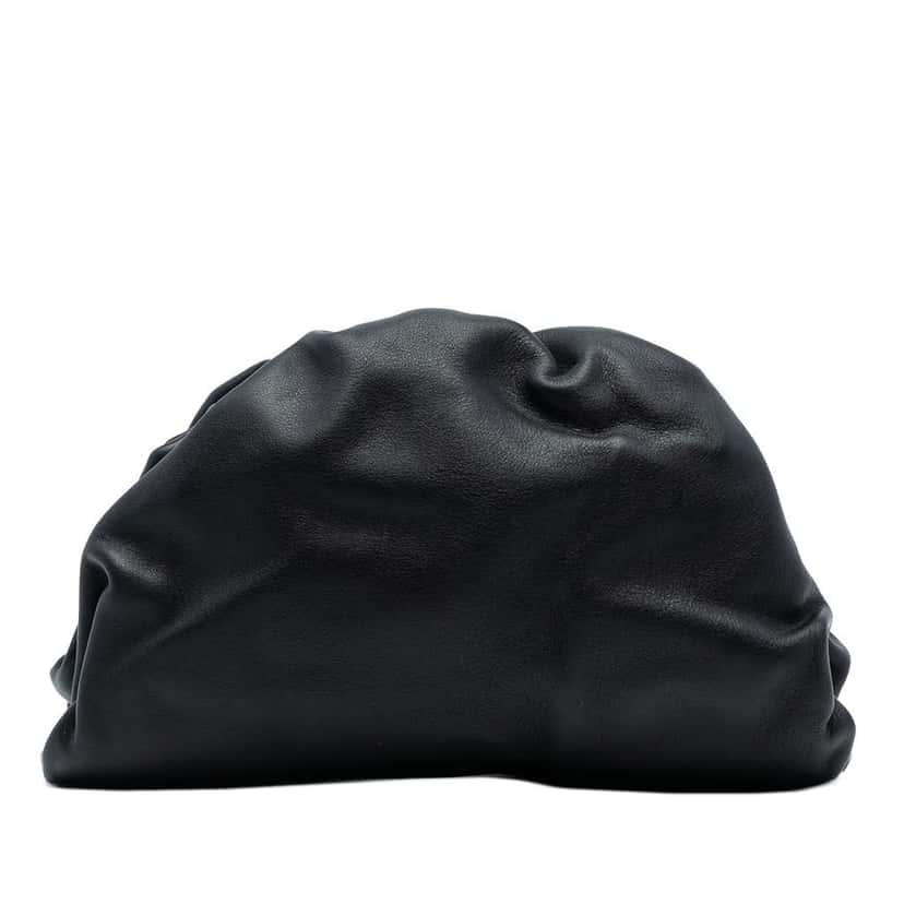 Bottega Veneta Lambskin The Pouch Black Leather Very good condition - Front View