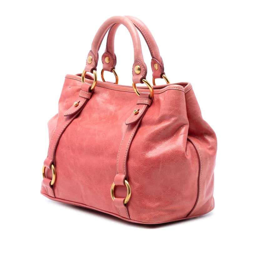 Miu Miu Vitello Lux Satchel Pink Leather Good condition - Back View