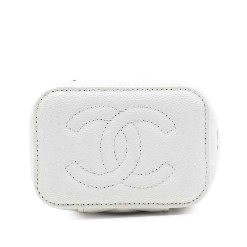 Chanel Mini Caviar Coco Casino Vanity Case White Leather Very good condition - Inside View
