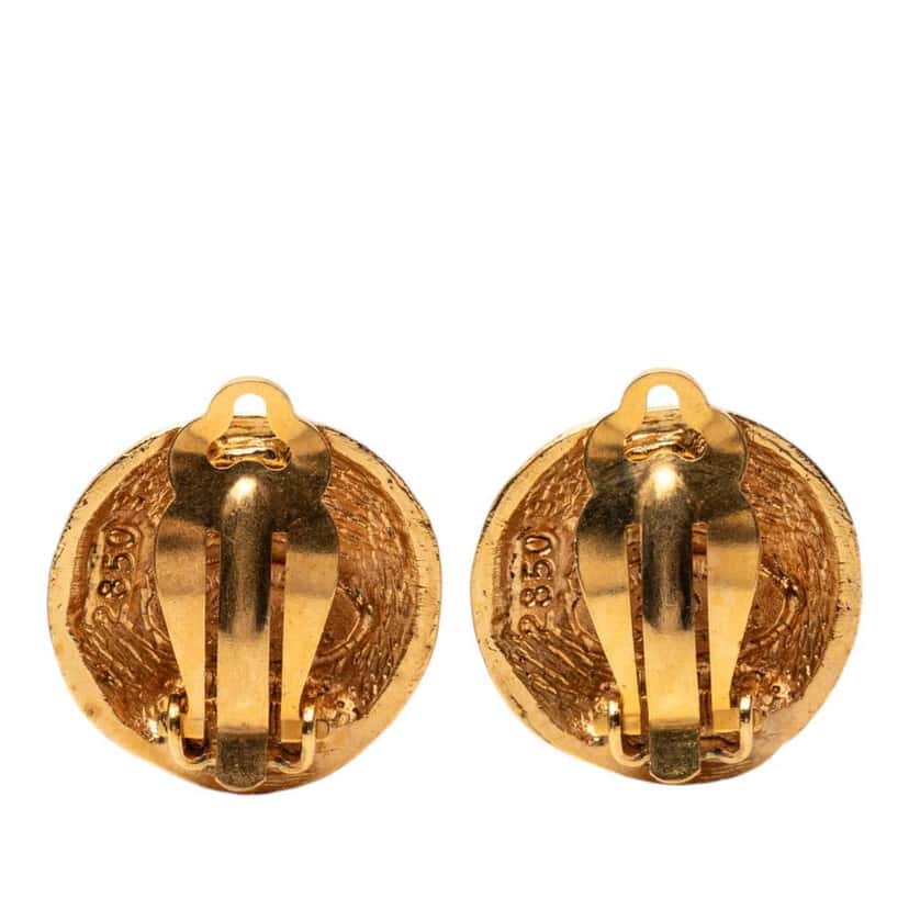 Chanel CC Gold Plated Round Clip On Earrings Gold Metal Very good condition - Back View