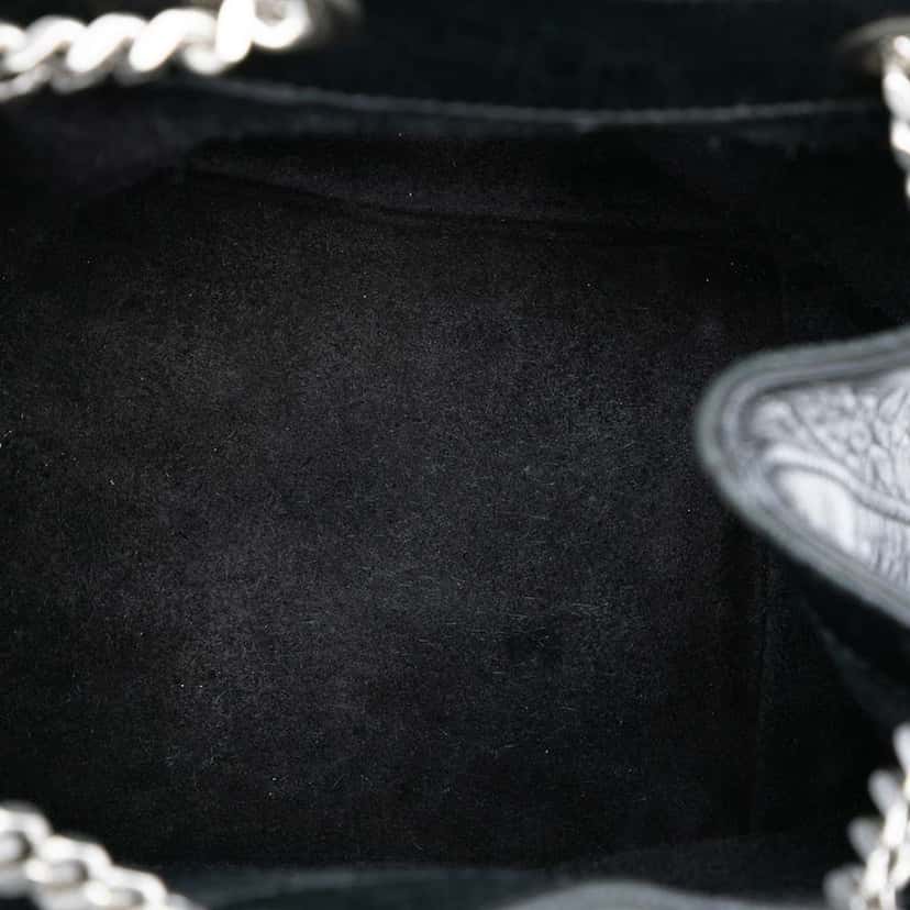 Saint Laurent Baby Crocodile Embossed Calfskin Emmanuelle Bucket Bag Black Leather Good condition - Model View