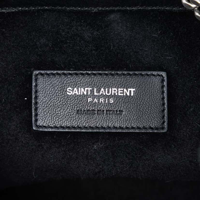Saint Laurent Baby Crocodile Embossed Calfskin Emmanuelle Bucket Bag Black Leather Good condition - Box View