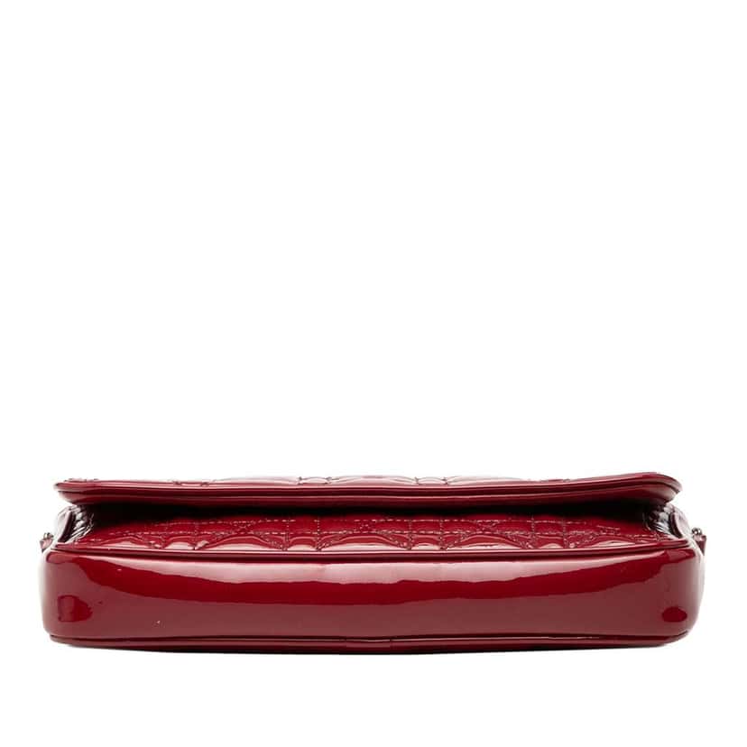 Dior Patent Cannage Lady Dior Wallet On Chain Red Leather Good condition - Inside View