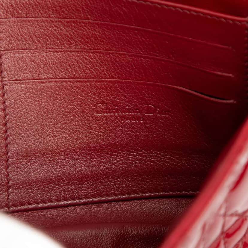 Dior Patent Cannage Lady Dior Wallet On Chain Red Leather Good condition - Box View