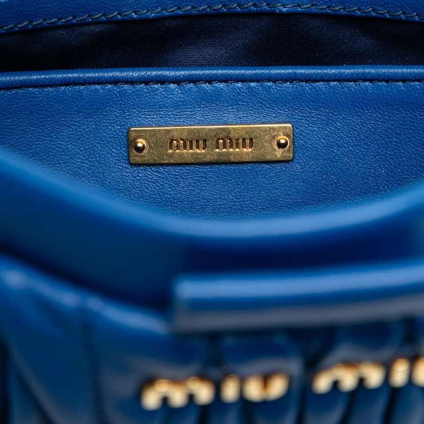 Miu Miu Matelasse Lambskin Clutch Blue Leather Good condition - Box View