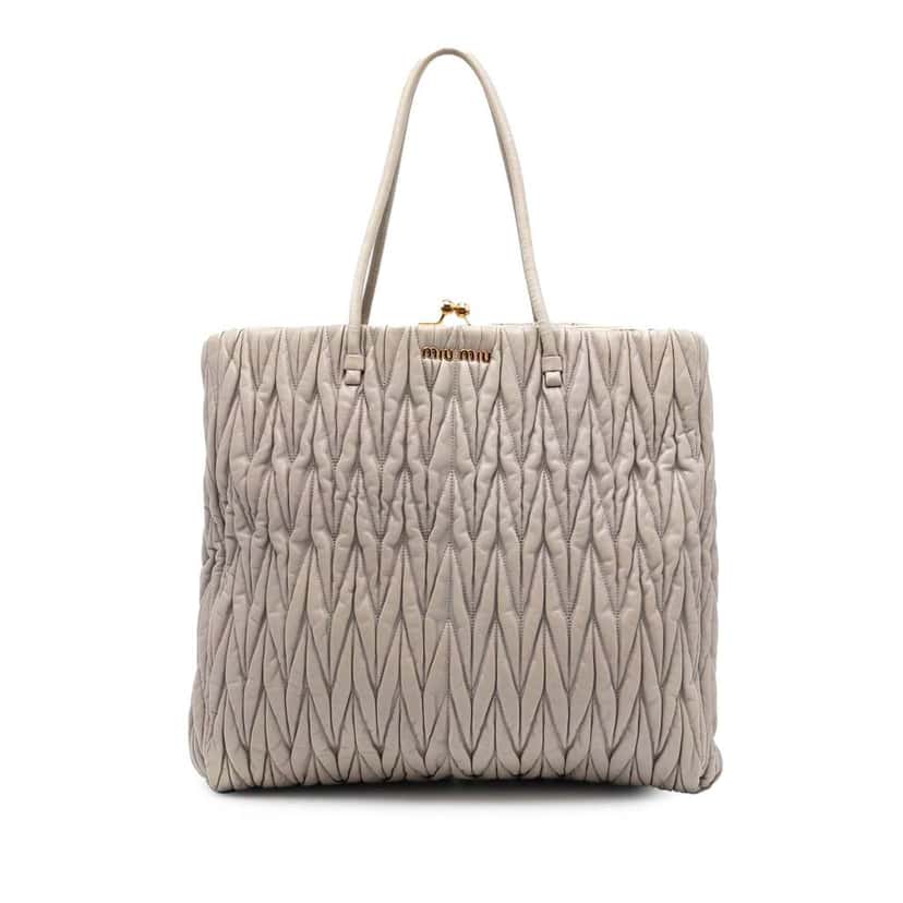 Miu Miu Matelasse Nappa Frame Tote Grey Leather Good condition - Front View