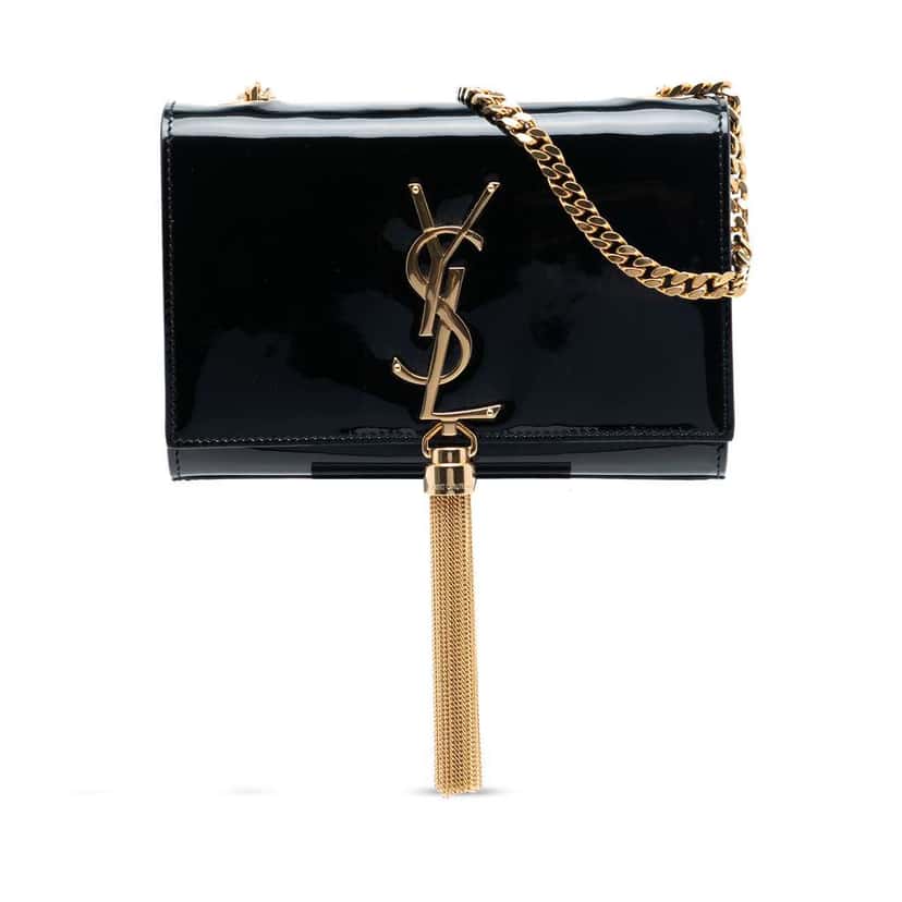 Saint Laurent Small Patent Monogram Kate Tassel Crossbody Black Leather Very good condition - Front View