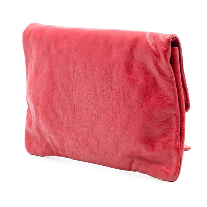 Balenciaga Lambskin Motocross Classic Envelope Clutch Red Leather Very good condition - Back View