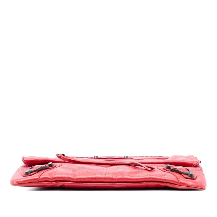 Balenciaga Lambskin Motocross Classic Envelope Clutch Red Leather Very good condition - Inside View