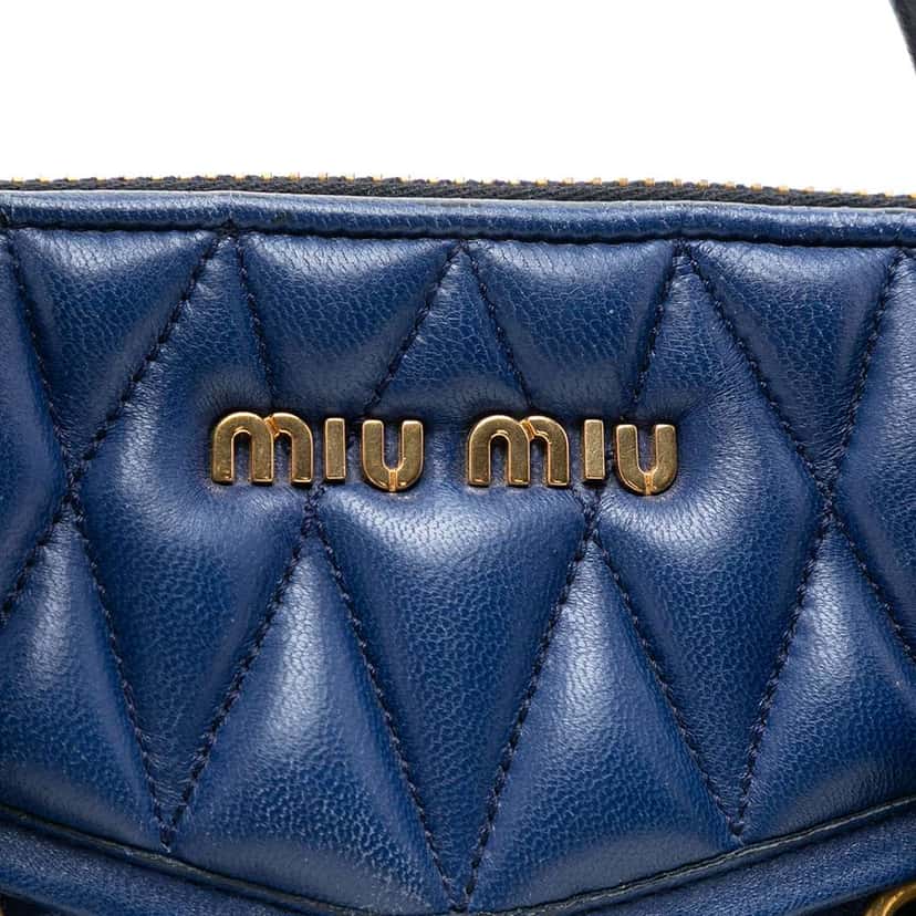 Miu Miu Small Nappa Grommet Biker Satchel Blue Leather Very good condition - Box View