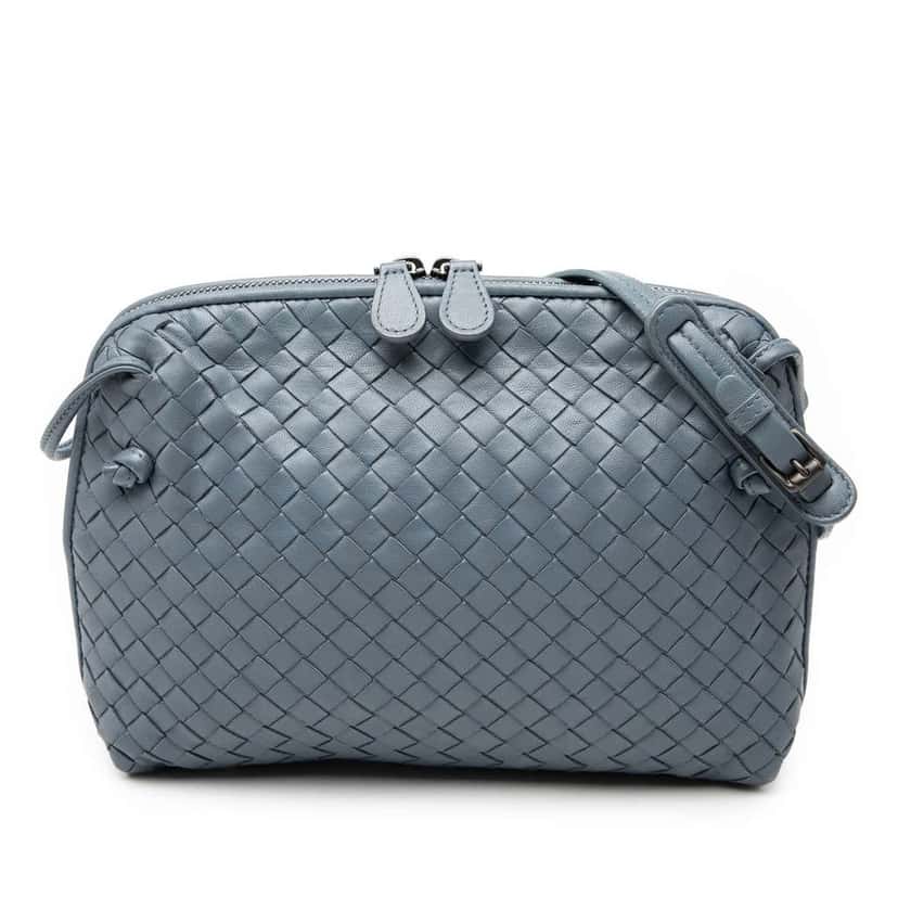 Bottega Veneta Nappa Intrecciato Nodini Crossbody Blue Leather Good condition - Front View