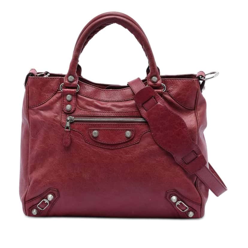 Balenciaga Lambskin Motocross Giant 12 Velo Satchel Red Leather Good condition - Front View